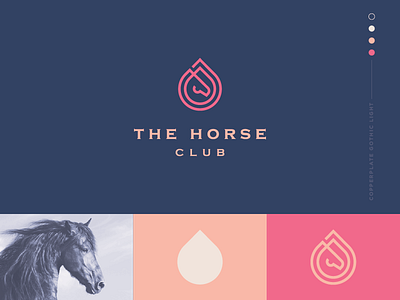 The horse club animal clever club drop horse line logo minimal stroke water