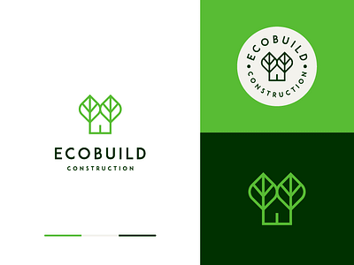Ecobuild Construction branding clever construction eco green home icon logo plant up