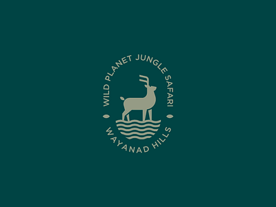 Wild planet jungle safari animal badge branding law leaf logo safari stag wild