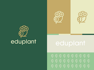 eduplant animal branding clever education elegent leaf logo owl plant wild
