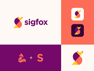 sigfox abstract app branding clever fox geometry letter logo s technology