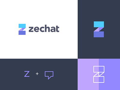 zechat abstract app branding chat clever letter logo monogram talk z