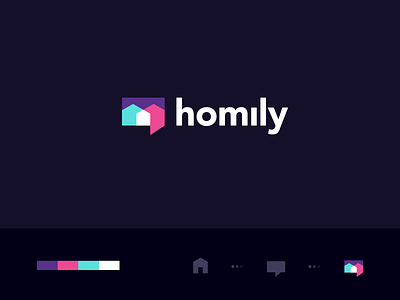 homily abstract app branding chat clever home logo review talk technology