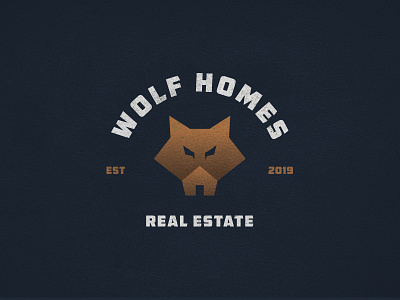 Wolf homes animal branding elegant emblem home house logo minimal real estate wolf