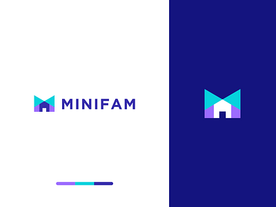 Minifam abstract branding clever health home letter logo m real estate technology