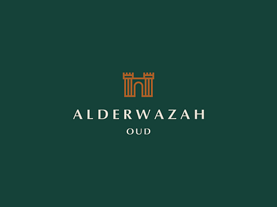 Alderwazah Oud branding elegant fort gate geometry line logo luxury perfume stroke