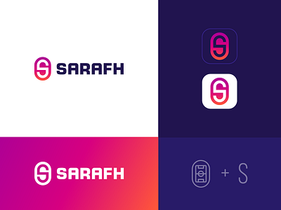 Sarafh abstract branding clever gradient letter logo minimal s sports stadium