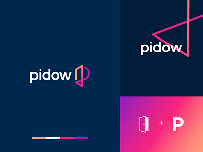 pidow abstract branding clever door gradient letter logo monogram p technology