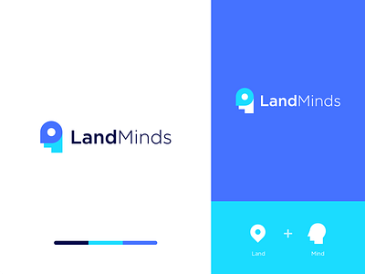 Landminds abstract brain branding clever human land logo mind place technology