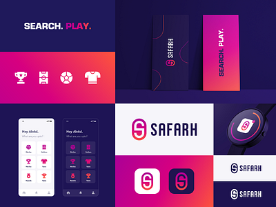 Safarh - Visual Identity abstract branding clever gradient letter logo s sports stadium ui