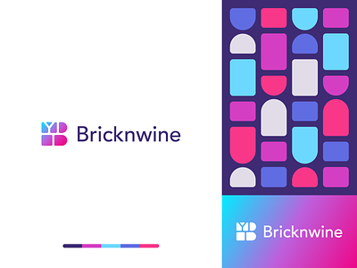 Bricknwine abstract b letter branding brick clever drink logo real estate technology wine
