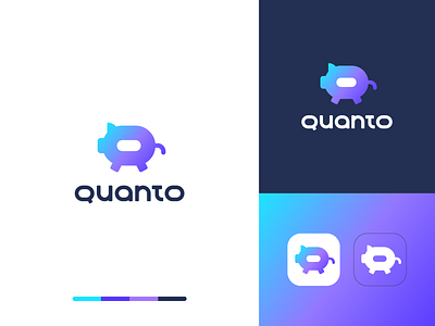 Quanto abstract animal branding clever finance logo money pig q technology