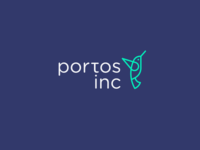portos abstract animal bird branding clever geometry kingfisher letter logo technology