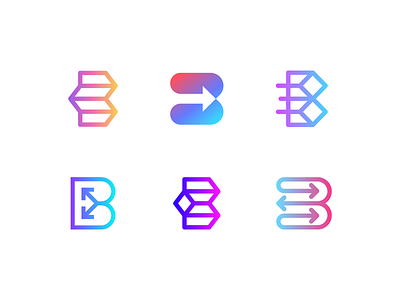 Letter B + Arrow mark exploration abstract arrow branding clever delivery gradient growth icon logo monogram speed technology