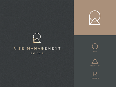 Rise Management animal branding elegant geometry growth letter logo luxury monogram mountain peak r sun