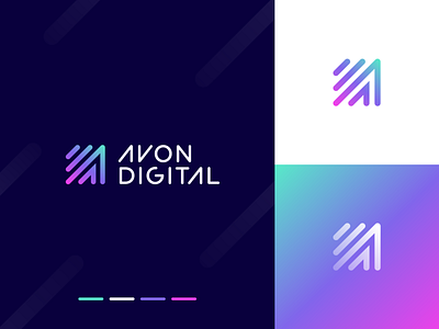 Avon Digital a abstract arrow artificial artificialintelligence branding clever digital gradiant innovation intelligence letter logo technology