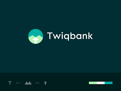 TwiqBank abstract arrow clever green icon letter logo mark minimal mountain t