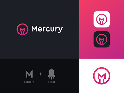 Mercury Logo Redesign abstract branding clever flight gradient icon letter logo m minimal redesign rocket sub branding