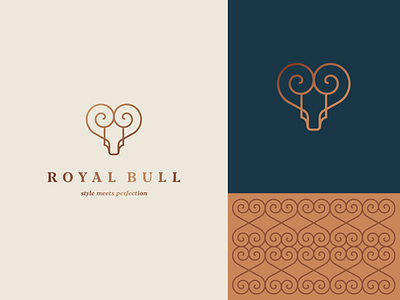 Royal Bull animal branding bull clever elegant gradient identity logo luxury mark minimal stroke wild