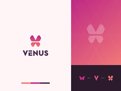 venus abstract branding butterfly clever elegant fitness flat gradient gym icon logo mark minimal sports