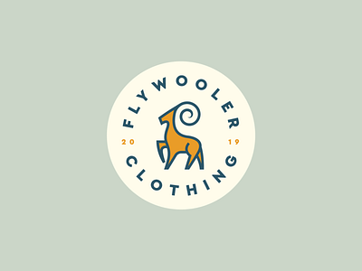 flywooler animal badge branding clever elegant fashion flat ibex icon illustraion logo mark minimal sheep wild