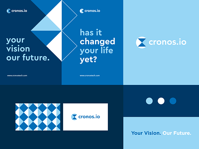 Cronos - Identity system abstract branding clever flat hourglass icon identity letter logo mark minimal pattern technology time