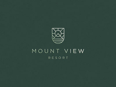 Mountview resort abstract branding clever elegant flat gradient icon land landscape logo luxury mark minimal sun
