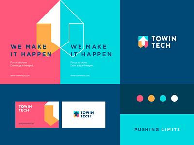 Towin Tech - Identity system abstract arrow branding clever flat flight icon letter logo mark minimal pattern technology