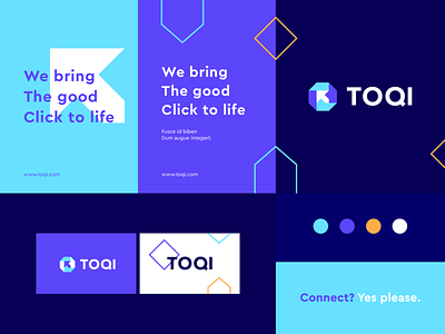 Toqi - Identity system abstract branding clever click connect flat icon identity logo mark minimal pattern startup technology typeface
