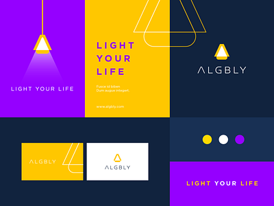 Algbly - Identity system abstract branding bulb clever flat gradient icon identity light logo mark minimal technology