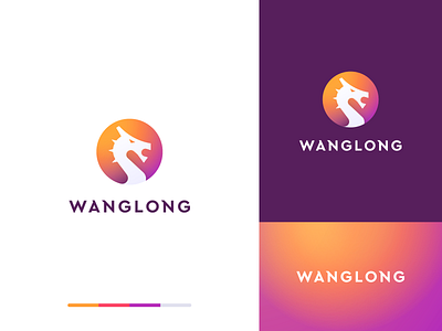 wanglong abstract animal branding clever dragon flat geometry gradient icon logo mark minimal typeface