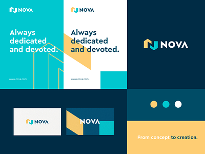 Nova - Identity system abstract branding clever construction flat home icon identity logo mark minimal pattern technology typeface