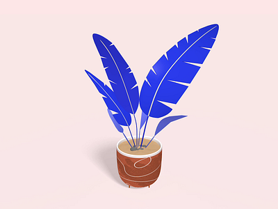 Plant pot 3D animation blue c4d plant pot tree