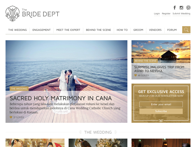 The Bride Dept - Home (Revision) website