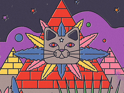 Breaking Rocks cat clothing fashion ilustration plants poster pyramid stars texture