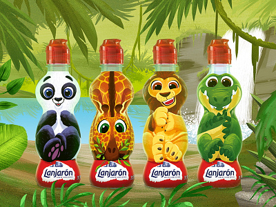 Lanjaron animals bottles crocodile giraffe jungle lion panda