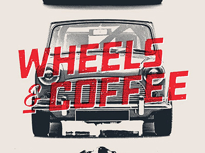 Wheels & Coffee Flyer Snippet car halftone type typography