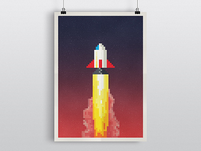 Pixel Rocket illustration photoshop pixel pixel art poster
