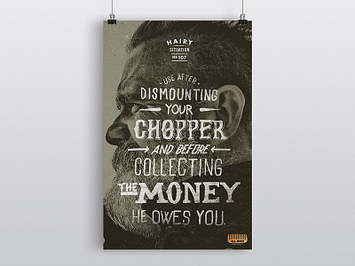 Big Wood "Hairy Situations" 1 hand type poster texture type