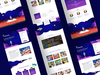 Pre-school landing page flat design illustrations landing page landing page design preschool rocket schools space theme design uiux uiuxdesign