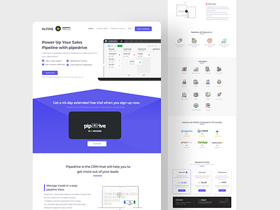 Pidedrive Landing page app design flat design illustration landing page leads pipedrive sales solution ui uiux uiuxdesign ux