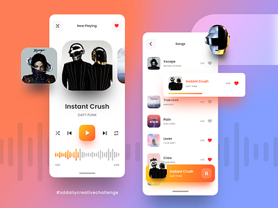 #XDdailychallenge Music Player By Bacnacy animation daily challenge daily ui design landing mobile app mobile app design ui ui design ui landing page uidesign uiux