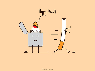 Happy Diwali adobe illustrator cartoon cigarette comic digital illustration diwali illustration illustration art illustrator lighter minimal