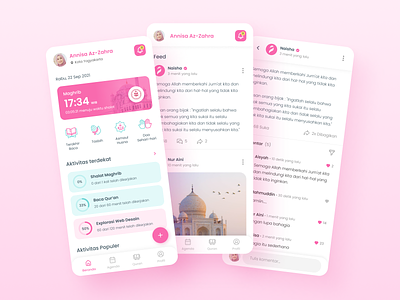 Naisha Muslim App | Home app home islam islamic mobile app mobile ui design muslim muslimah social social media social network ui uiux ux