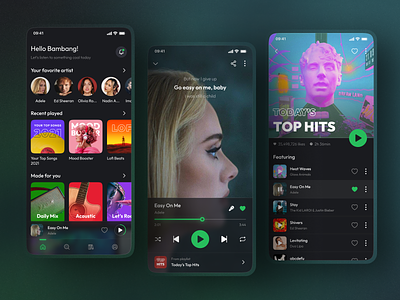 Spotify App - Redesign Concept artist lyrics mobile mobile app music music app music player player playing playlist redesign song spotify streaming ui uiux ux