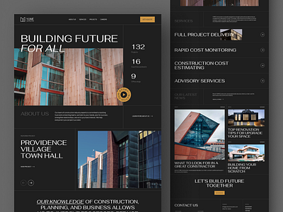 YUME Construction Landing Page agency architect architectural architecture building city construction home homepage house interior landing page minimal properties property real estate ui uiux web design website