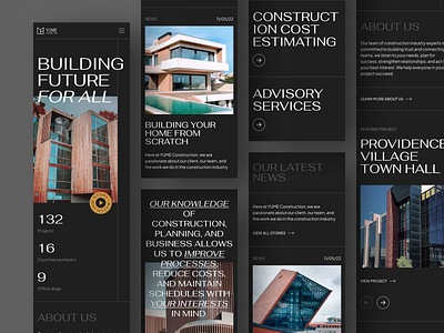 YUME Construction Landing Page Responsive adaptive agency architect architectural architecture building city construction home homepage house interior landing page mobile website properties property real estate responsive web design website