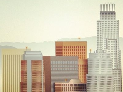 Working on a upcoming Los Angeles art print architecture buildings california city gradients halftones los angeles mountains skyscrapers texture vector