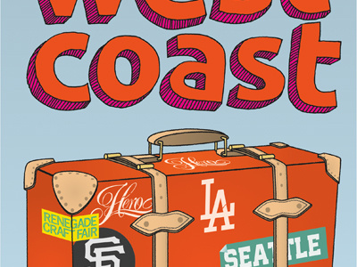 A 'Lil Sneak at Our West Coast Self Promo Post Card design hand drawn type hero design studio illustration post card self promo suitcase traveling west coast