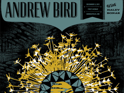 Andrew Bird Gigposter 12/3 Minneapolis, MN abstract andrew bird black blue collage gigposter gold hero design studio illustration pattern texture